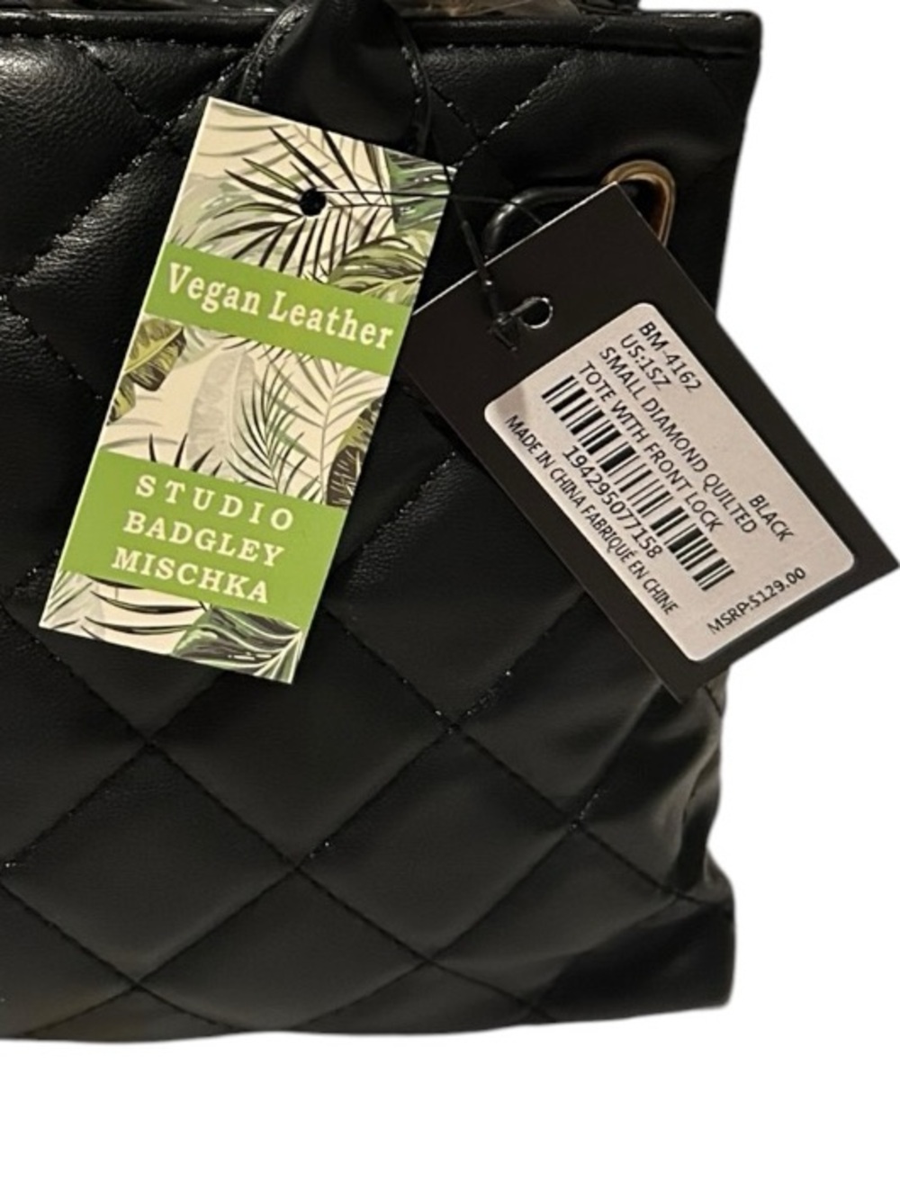 NWT Badgley Mischka Black Quilted Bag - Picture 4 of 4